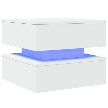 Table basse vidaXL avec lumières LED Blanc 50x50x40 cm
