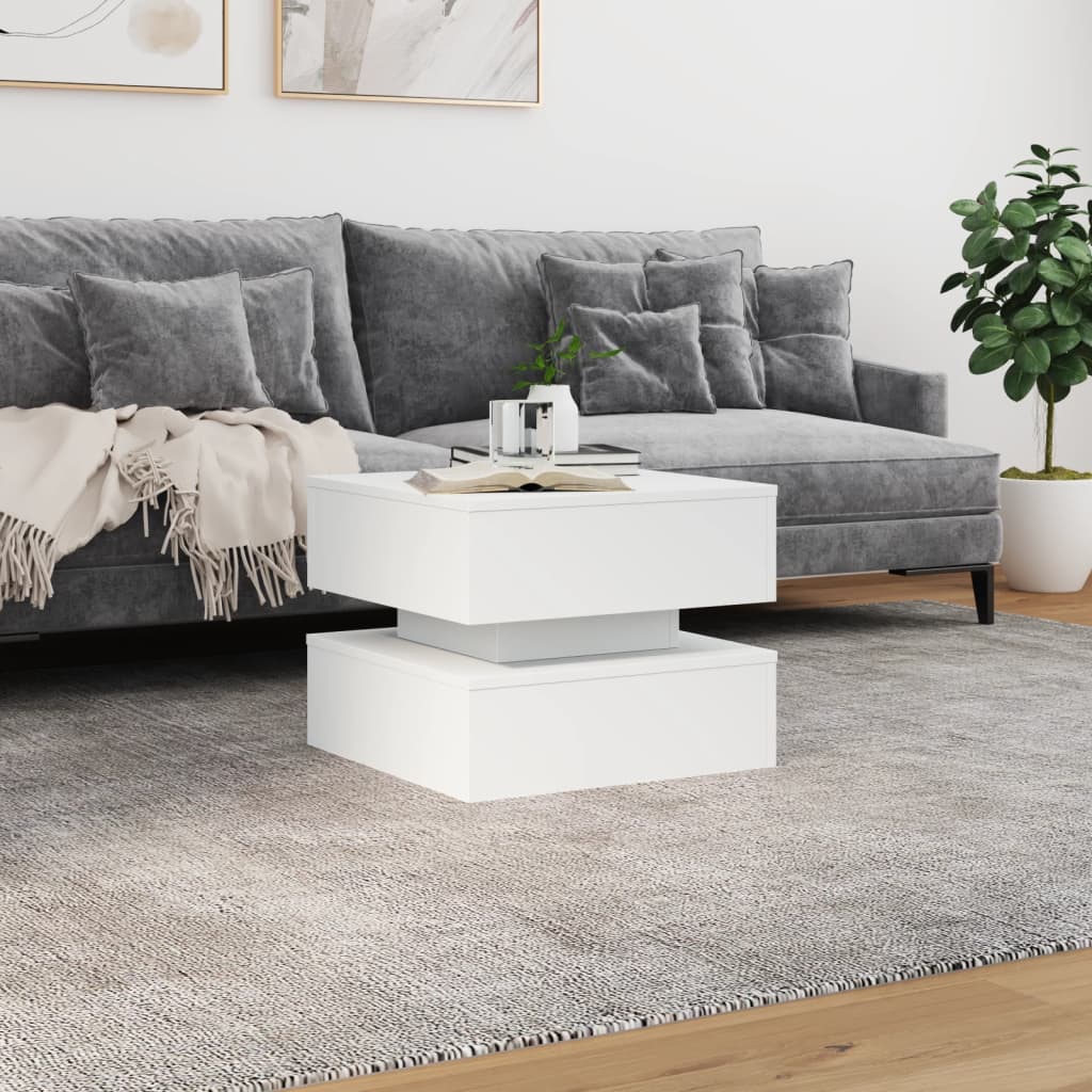 Table basse vidaXL avec lumières LED Blanc 50x50x40 cm