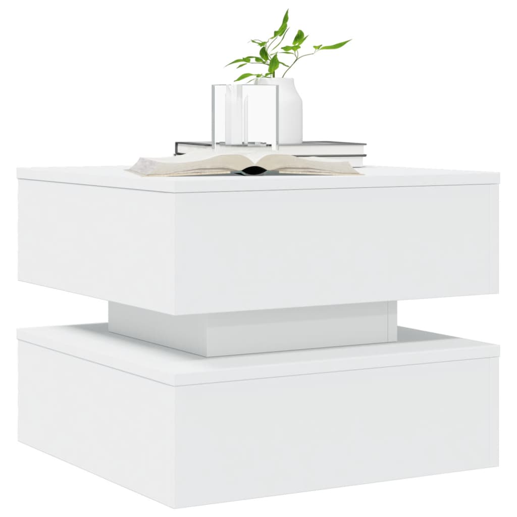 Table basse vidaXL avec lumières LED Blanc 50x50x40 cm