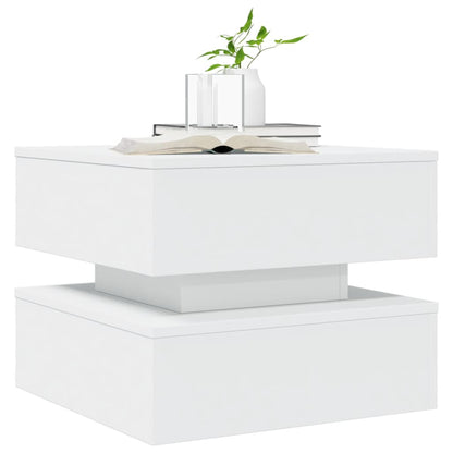 Table basse vidaXL avec lumières LED Blanc 50x50x40 cm