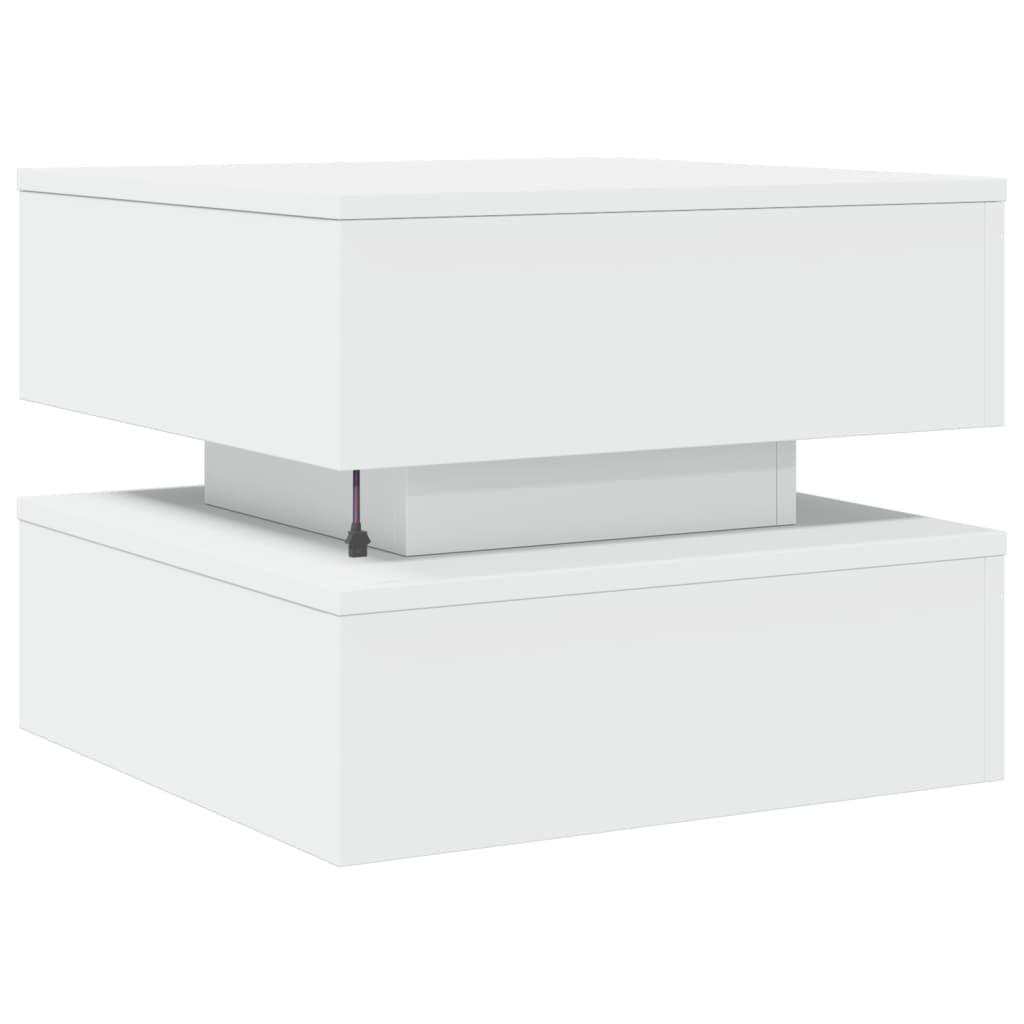 Table basse vidaXL avec lumières LED Blanc 50x50x40 cm