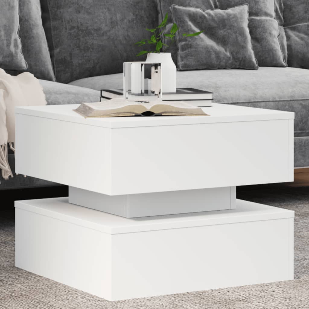 Table basse vidaXL avec lumières LED Blanc 50x50x40 cm