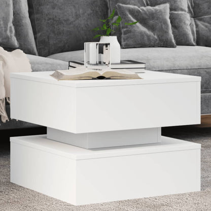 Table basse vidaXL avec lumières LED Blanc 50x50x40 cm