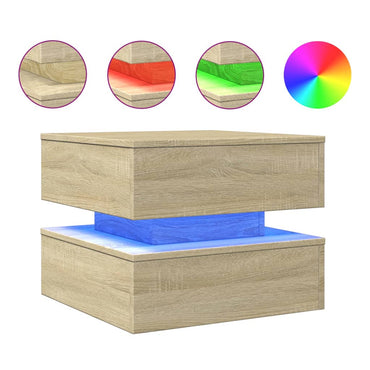 vidaXL Table basse avec lumières LED chêne Sonoma 50x50x40 cm