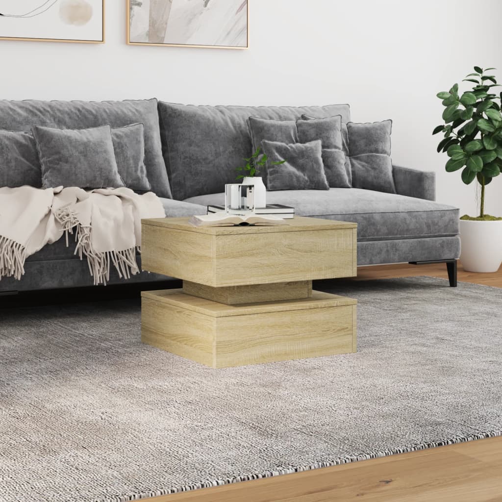 vidaXL Table basse avec lumières LED chêne Sonoma 50x50x40 cm