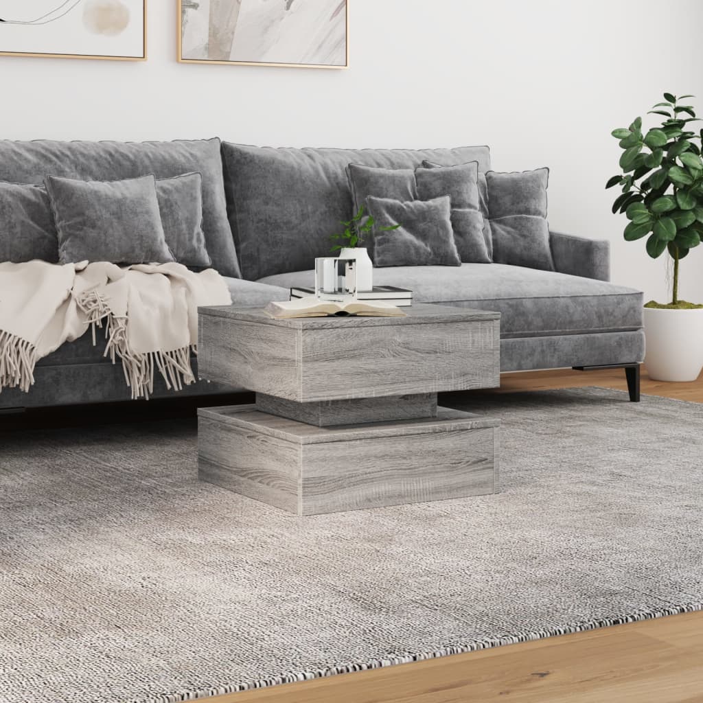 vidaXL Table basse avec lumières LED gris sonoma 50x50x40 cm