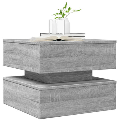 vidaXL Table basse avec lumières LED gris sonoma 50x50x40 cm
