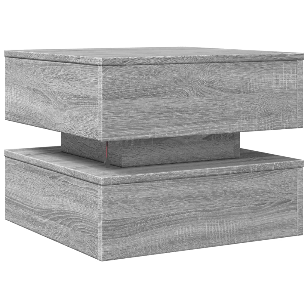 vidaXL Table basse avec lumières LED gris sonoma 50x50x40 cm