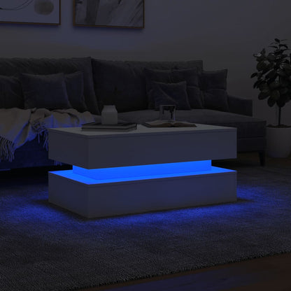 vidaXL Couchtisch mit LED-Leuchten Weiß 90x50x40 cm