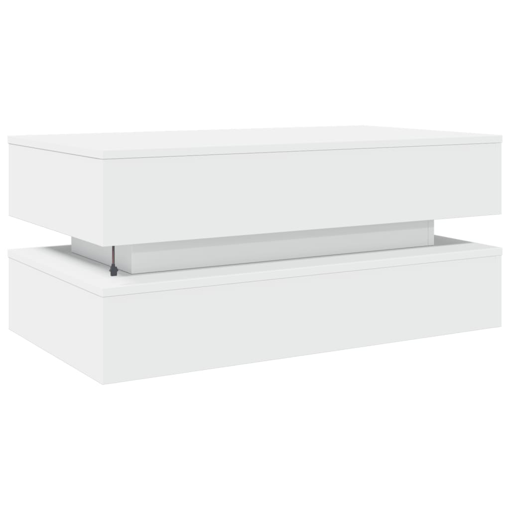 vidaXL Couchtisch mit LED-Leuchten Weiß 90x50x40 cm