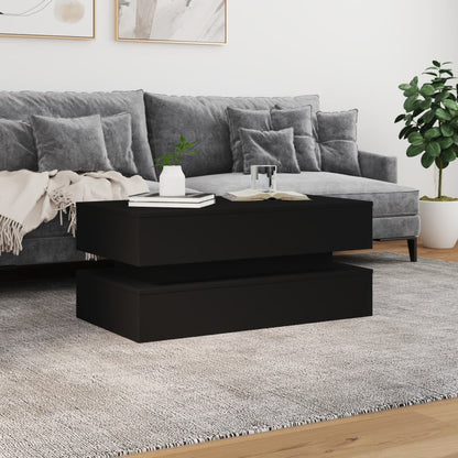 vidaXL Table basse avec lumières LED Noir 90x50x40 cm