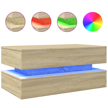 vidaXL Table basse avec lumières LED chêne Sonoma 90x50x40 cm