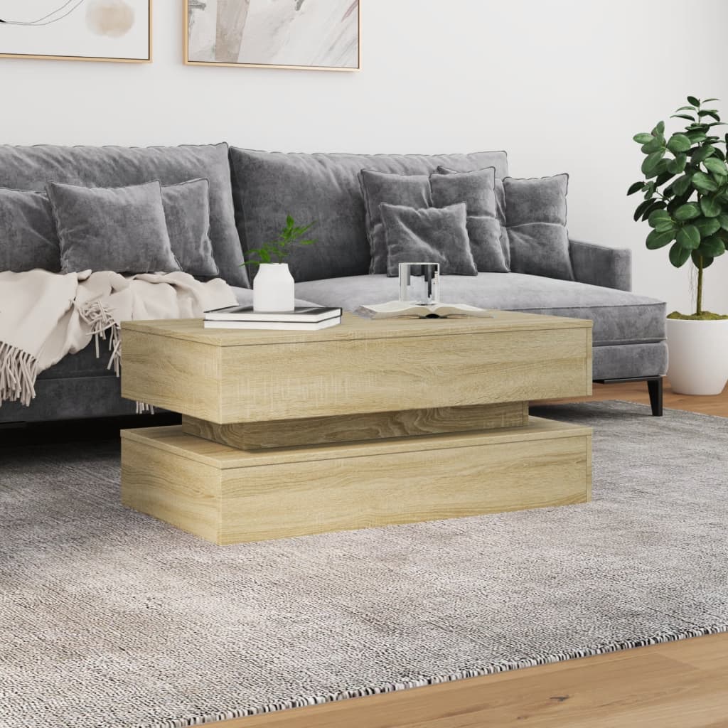 vidaXL Table basse avec lumières LED chêne Sonoma 90x50x40 cm