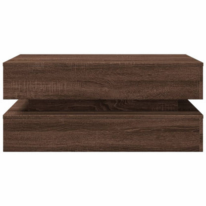 vidaXL Couchtisch mit LED-Leuchten Braun Eichen-Optik 90x50x40 cm