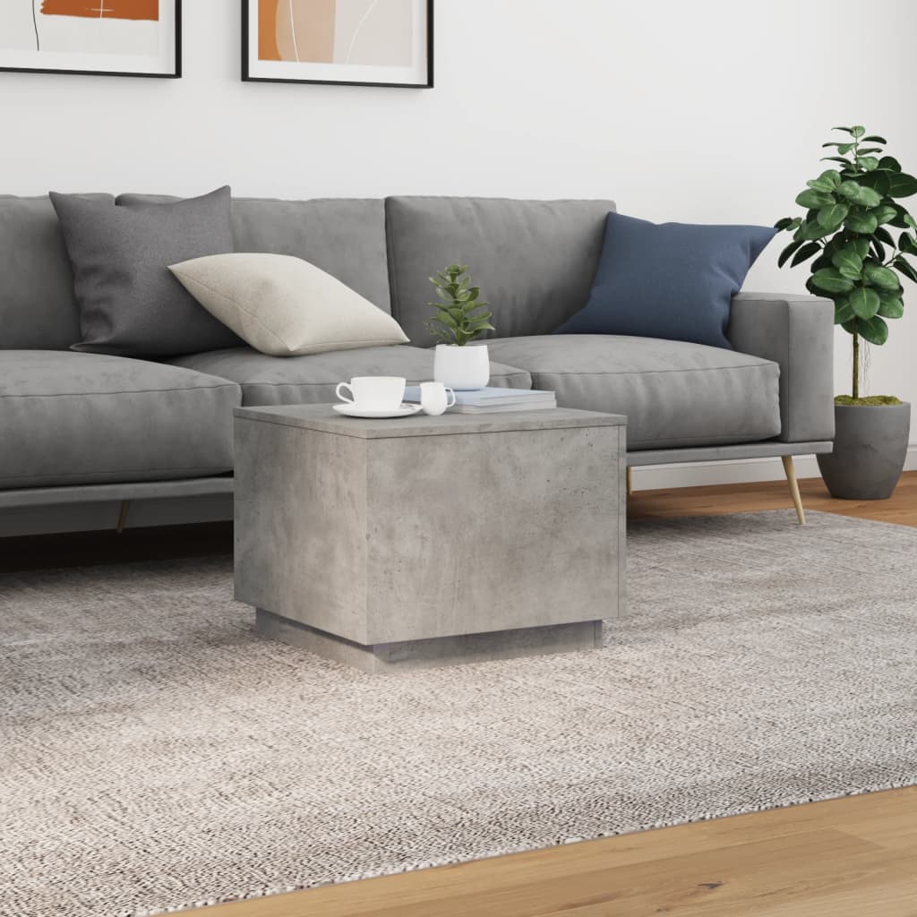vidaXL Table basse avec lumières LED Gris béton 50x50x40 cm