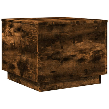 vidaXL Table basse avec lumières LED chêne fumé 50x50x40 cm