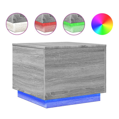 vidaXL Table basse avec lumières LED gris Sonoma 50x50x40 cm