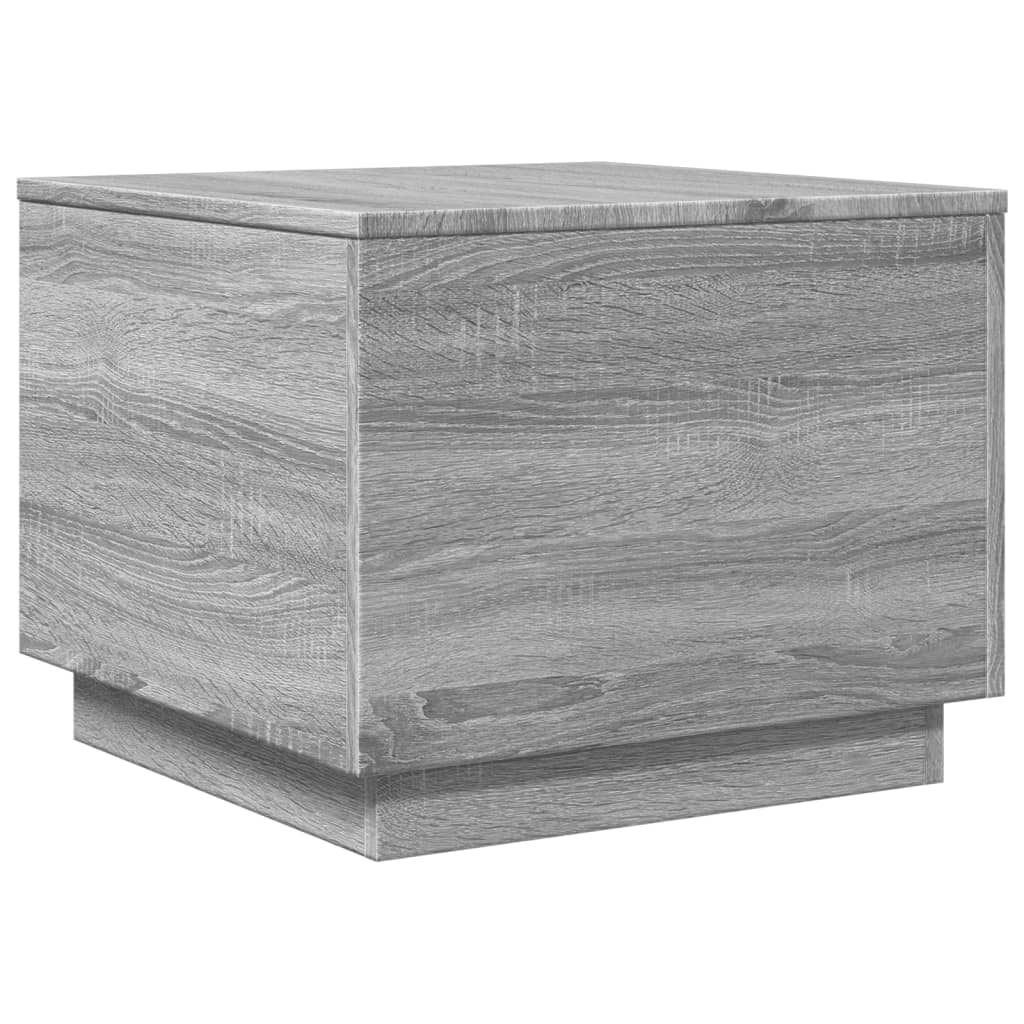 vidaXL Table basse avec lumières LED gris Sonoma 50x50x40 cm