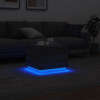vidaXL Table basse avec lumières LED gris Sonoma 50x50x40 cm