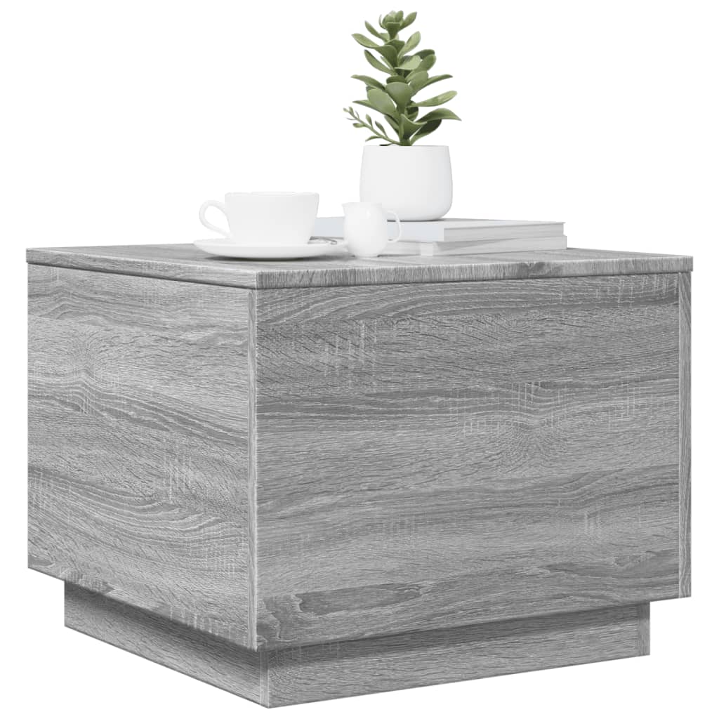 vidaXL Table basse avec lumières LED gris Sonoma 50x50x40 cm