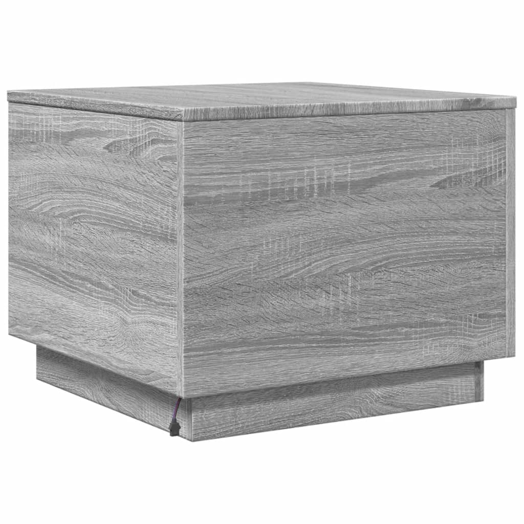 vidaXL Table basse avec lumières LED gris Sonoma 50x50x40 cm