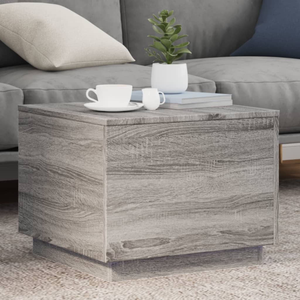 vidaXL Table basse avec lumières LED gris Sonoma 50x50x40 cm