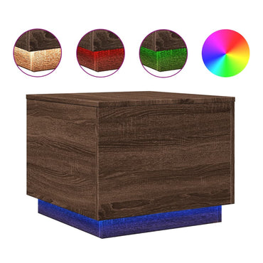 vidaXL Table basse avec lumières LED Chêne marron aspect 50x50x40 cm