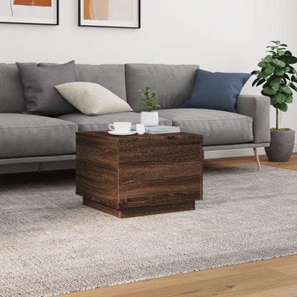 vidaXL Table basse avec lumières LED Chêne marron aspect 50x50x40 cm