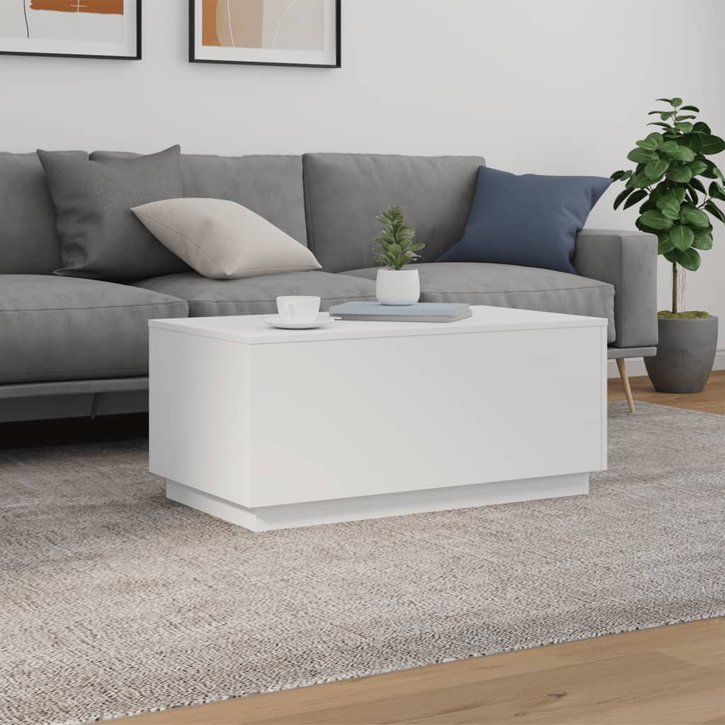 vidaXL Table basse avec lumières LED Blanc 90x50x40 cm