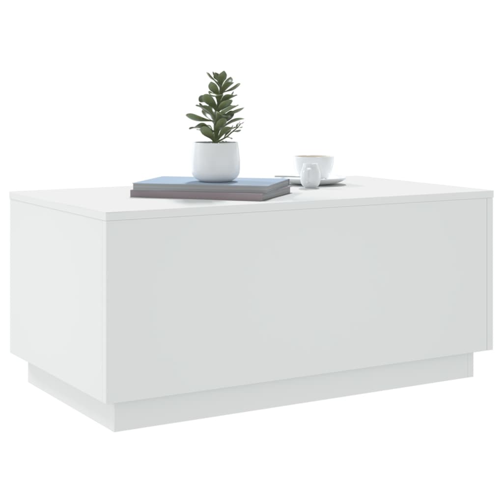 vidaXL Table basse avec lumières LED Blanc 90x50x40 cm