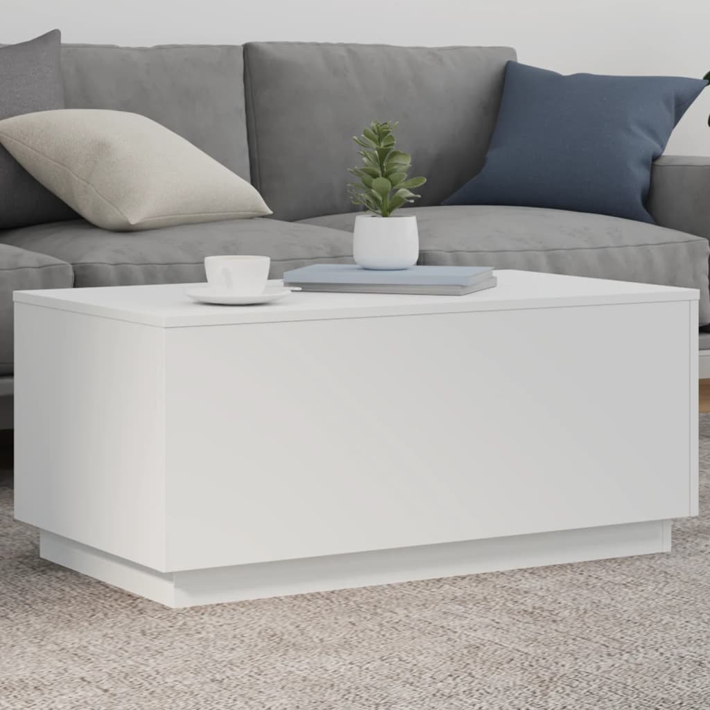 vidaXL Table basse avec lumières LED Blanc 90x50x40 cm