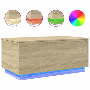 vidaXL Table basse avec lumières LED chêne Sonoma 90x50x40 cm