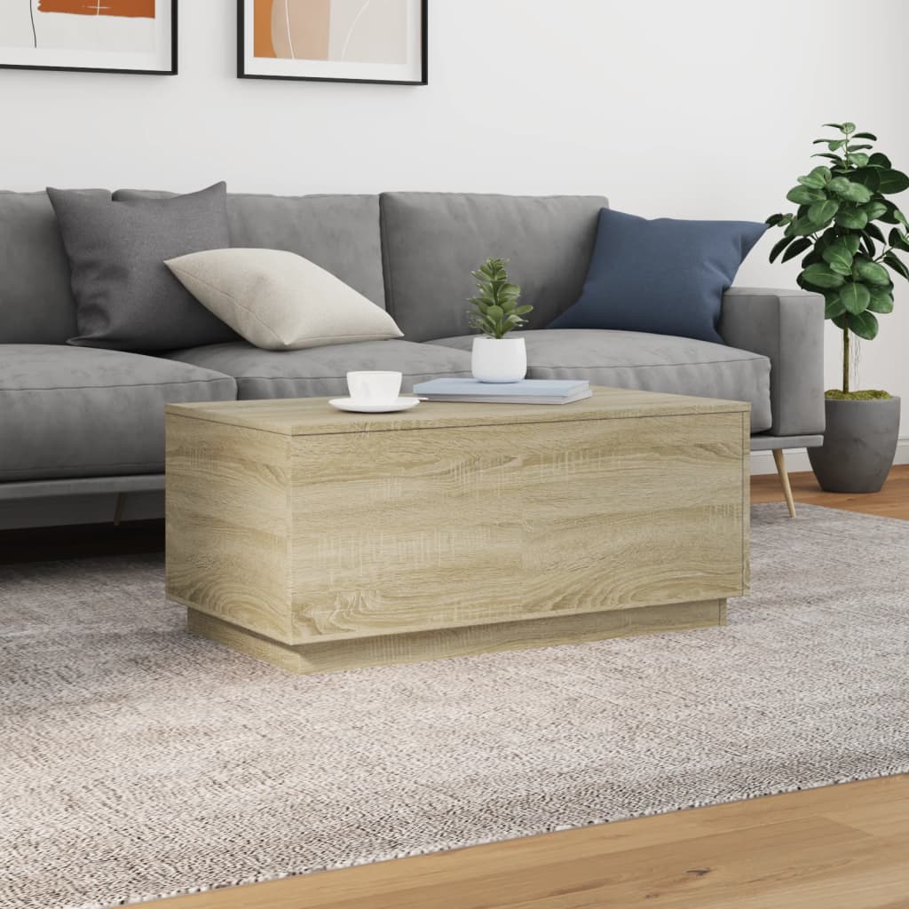vidaXL Table basse avec lumières LED chêne Sonoma 90x50x40 cm