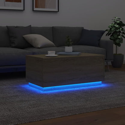 vidaXL Table basse avec lumières LED chêne Sonoma 90x50x40 cm