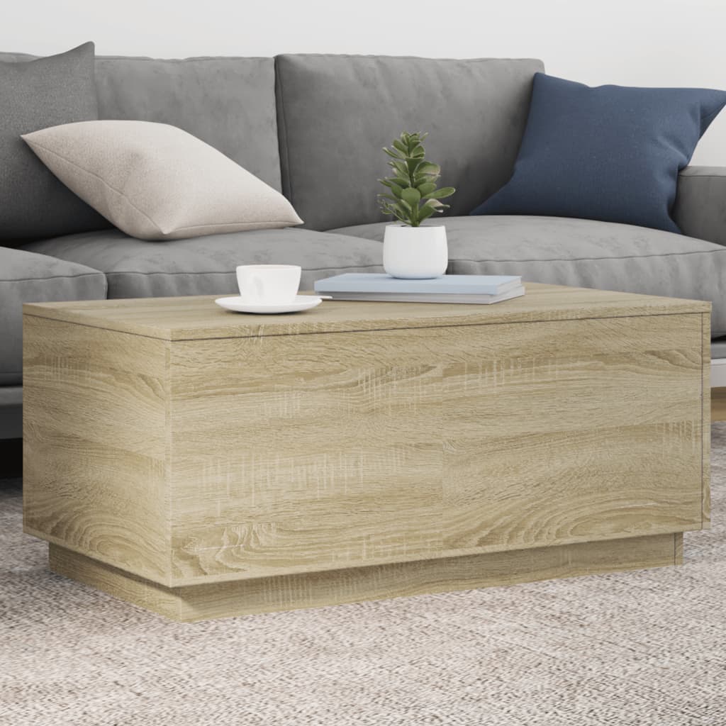 vidaXL Table basse avec lumières LED chêne Sonoma 90x50x40 cm