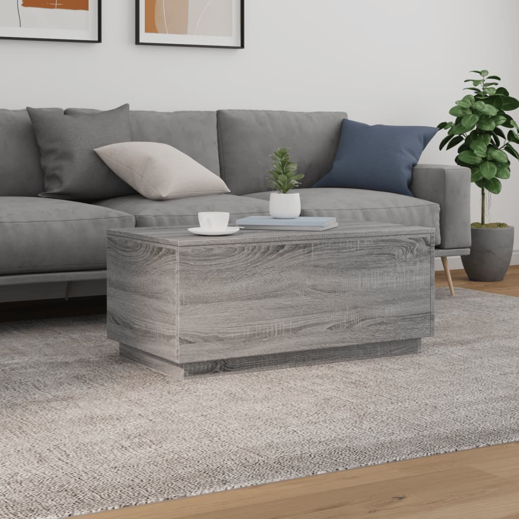 vidaXL Table basse avec lumières LED Gris Sonoma 90x50x40 cm