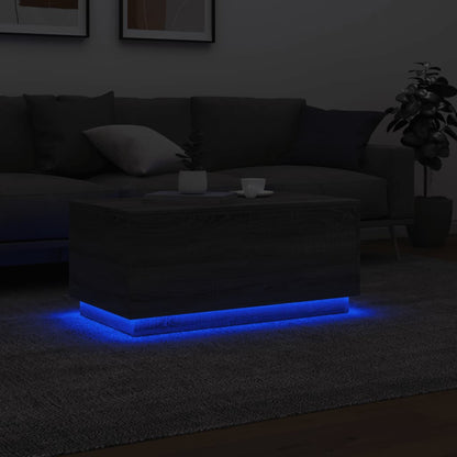vidaXL Table basse avec lumières LED Gris Sonoma 90x50x40 cm