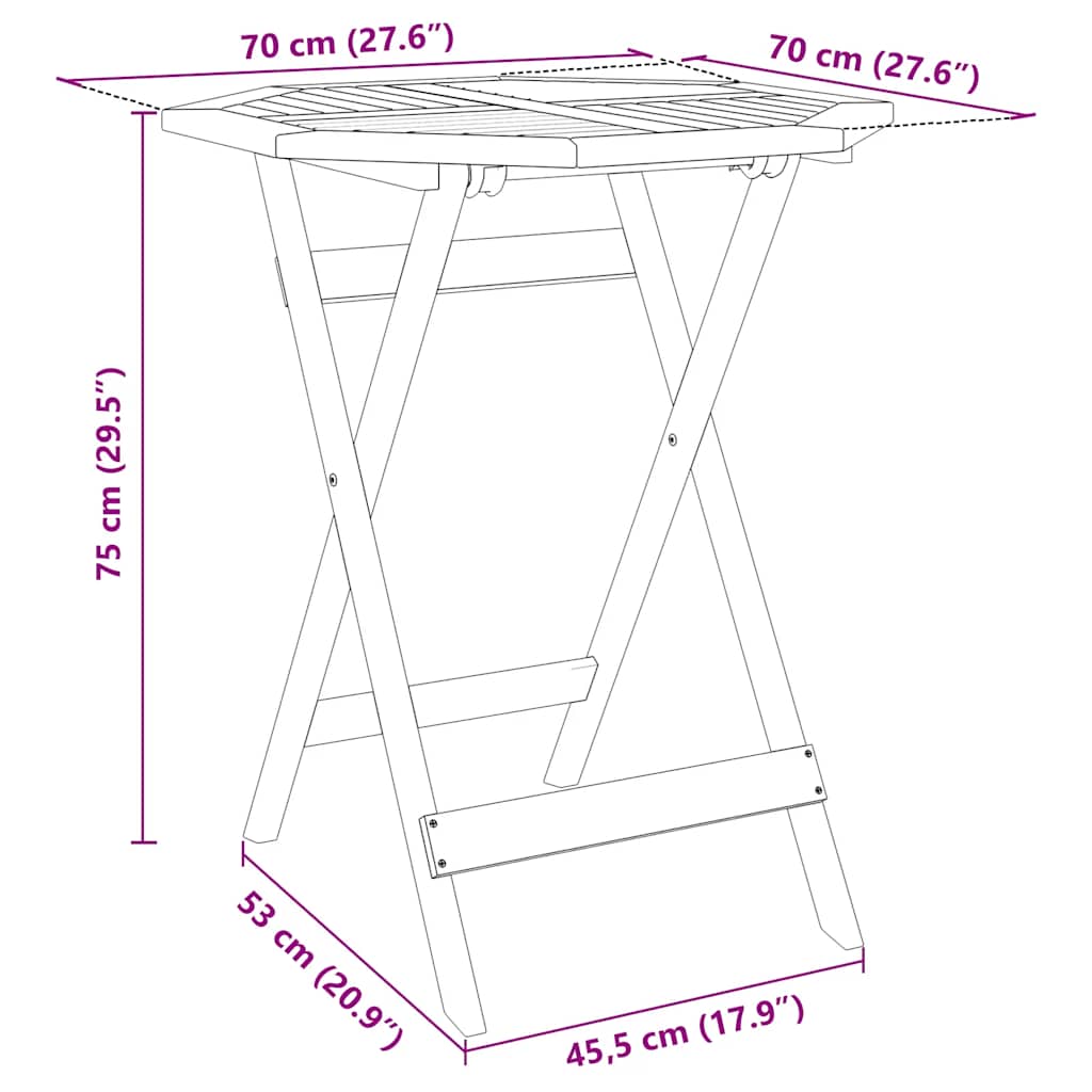 vidaXL Gartentisch Klappbar Ø70x75 cm Massivholz Akazie