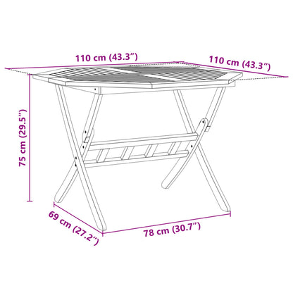 vidaXL Gartentisch Klappbar Ø110x75 cm Massivholz Akazie