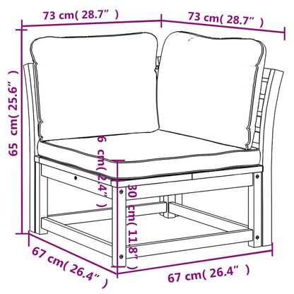vidaXL Garten-Ecksofa mit Kissen 73x73x65 cm Massivholz Akazie