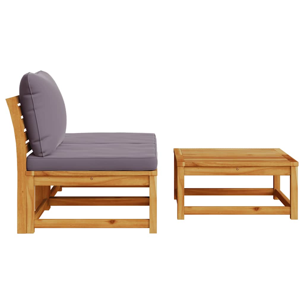 vidaXL 3-tlg. Garten-Lounge-Set mit Kissen Massivholz Akazie