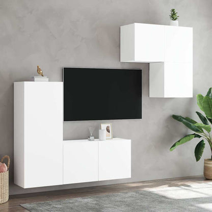 vidaXL 4-tlg. Wohnwand Weiß Holzwerkstoff