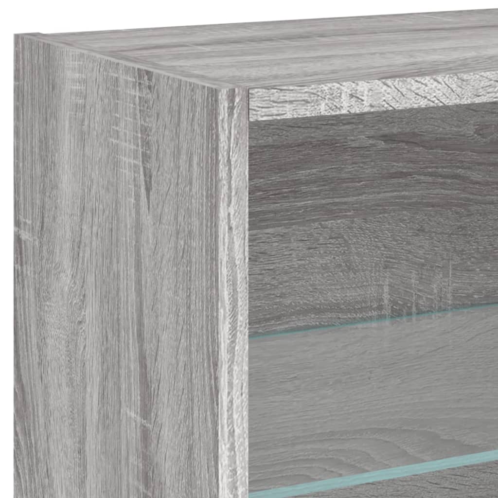 vidaXL 4-tlg. Wohnwand mit LED-Beleuchtung Grau Sonoma Holzwerkstoff