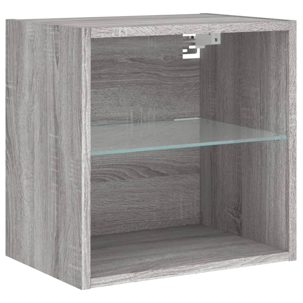 vidaXL 4-tlg. Wohnwand mit LED-Beleuchtung Grau Sonoma Holzwerkstoff
