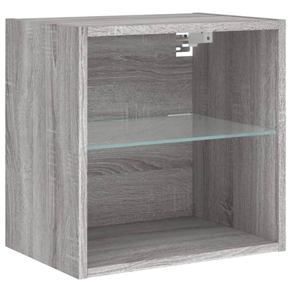 vidaXL 4-tlg. Wohnwand mit LED-Beleuchtung Grau Sonoma Holzwerkstoff