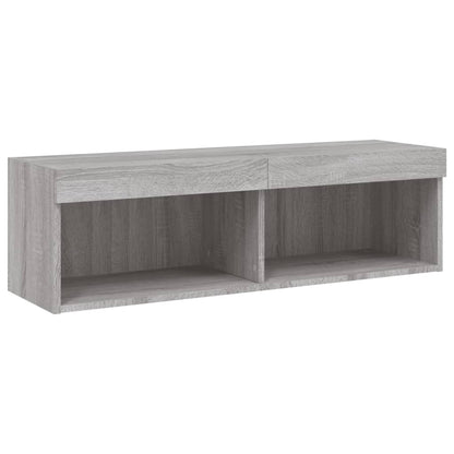 vidaXL 4-tlg. Wohnwand mit LED-Beleuchtung Grau Sonoma Holzwerkstoff