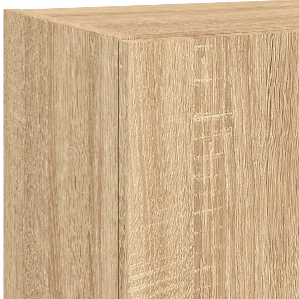 vidaXL 4-tlg. Wohnwand mit LED-Beleuchtung Sonoma-Eiche Holzwerkstoff