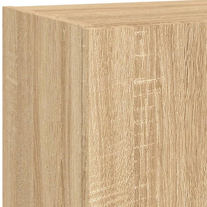 vidaXL 4-tlg. Wohnwand mit LED-Beleuchtung Sonoma-Eiche Holzwerkstoff