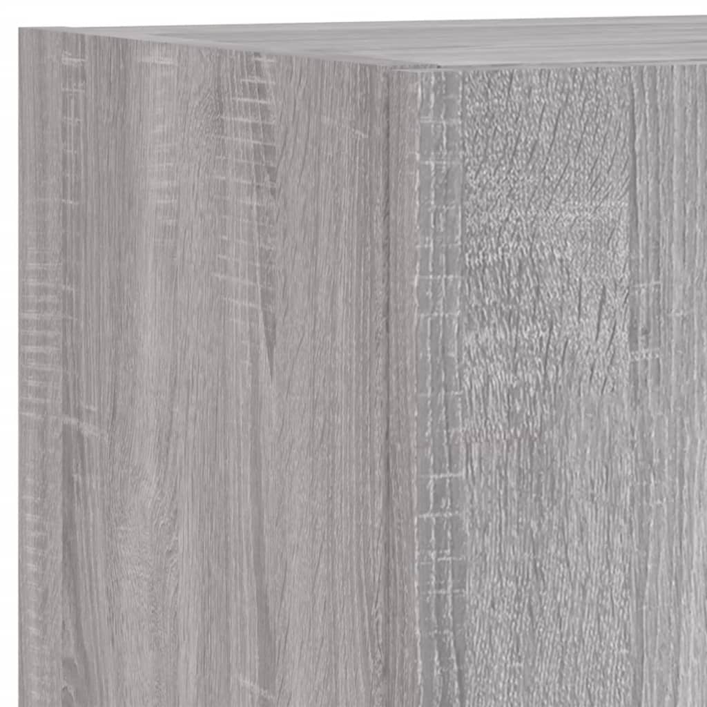 vidaXL 4-tlg. Wohnwand mit LED-Beleuchtung Grau Sonoma Holzwerkstoff