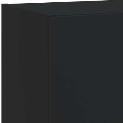 vidaXL 4-tlg. Wohnwand mit LED-Beleuchtung Schwarz Holzwerkstoff